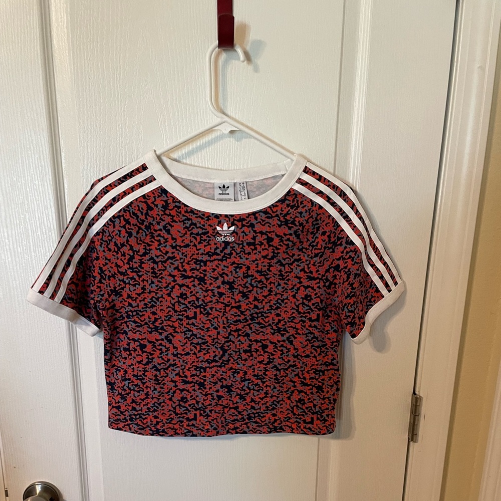 Adidas Allover Print Crop Top in Multicolor